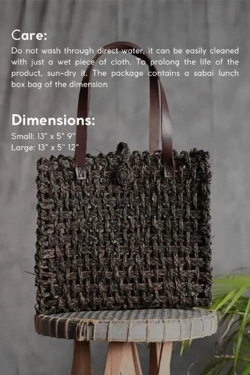 Kadam Haat Handmade Sabai Grass Mesh Bag - (Black)