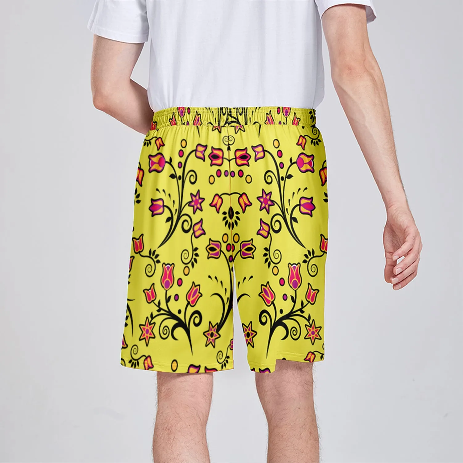 Key Lime Star Athletic Shorts with Pockets