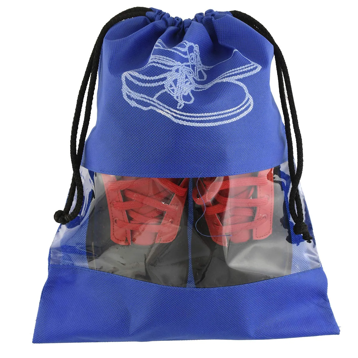 Kuber Industries 12 Piece Non Woven Travel Shoe Cover, String Bag Organizer, Royal Blue -CTMTC039491