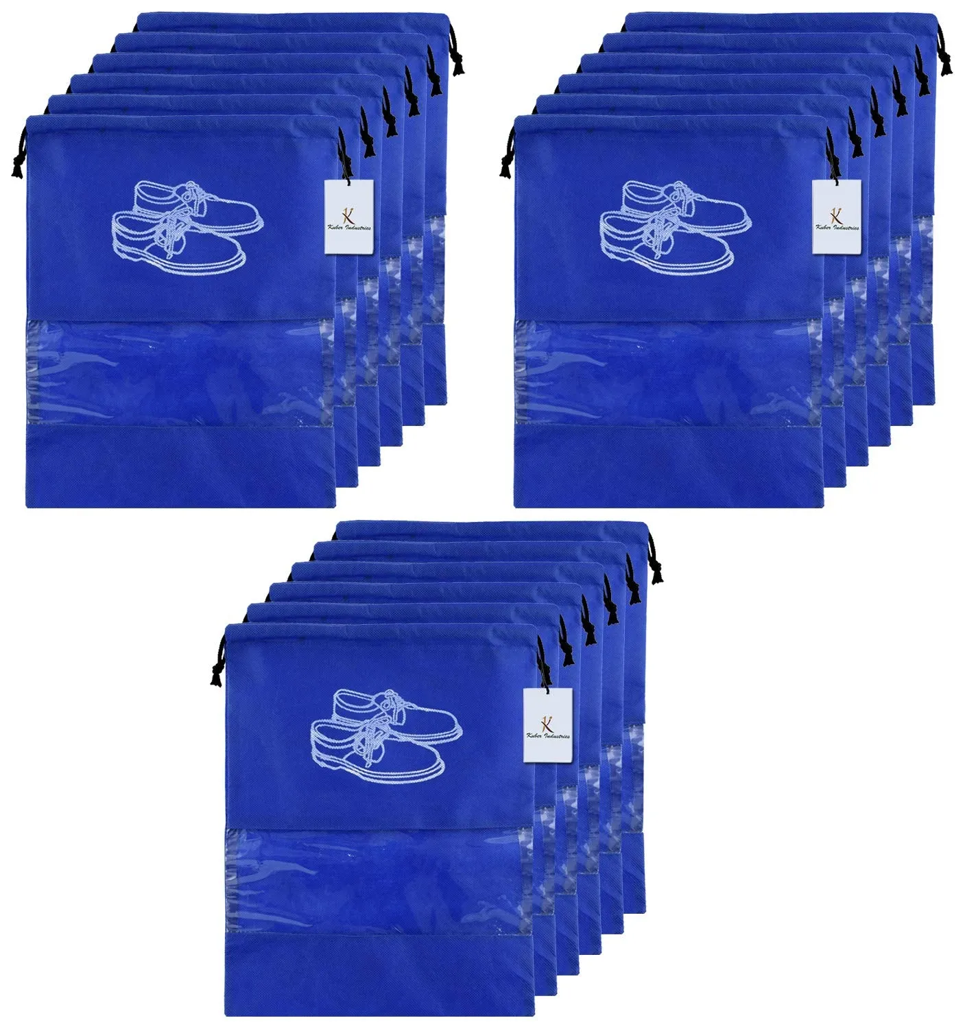 Kuber Industries 18 Piece Non Woven Travel Shoe Cover, String Bag Organizer, Royal Blue -CTMTC039492