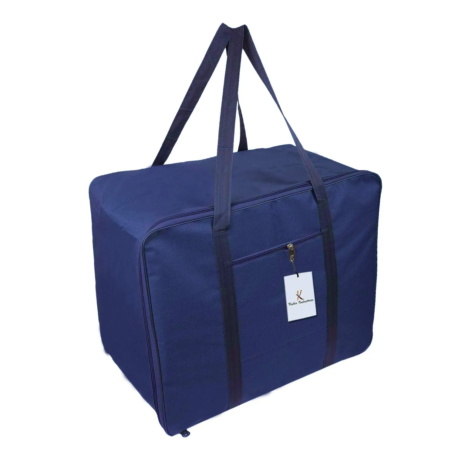 Kuber Industries 2 Pieces Rexine Jumbo Attachi Bag Travel Handbag Storage Carrying Bag, Blanket Cover, Duffle, Travel Multi-Purpose Bag (Blue & Grey) CTKTC0134749