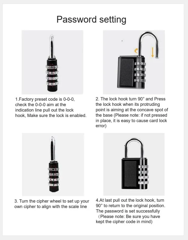 Kuber Industries 4 Digit Combination Padlock|Keyless Luggage Lock (Black)