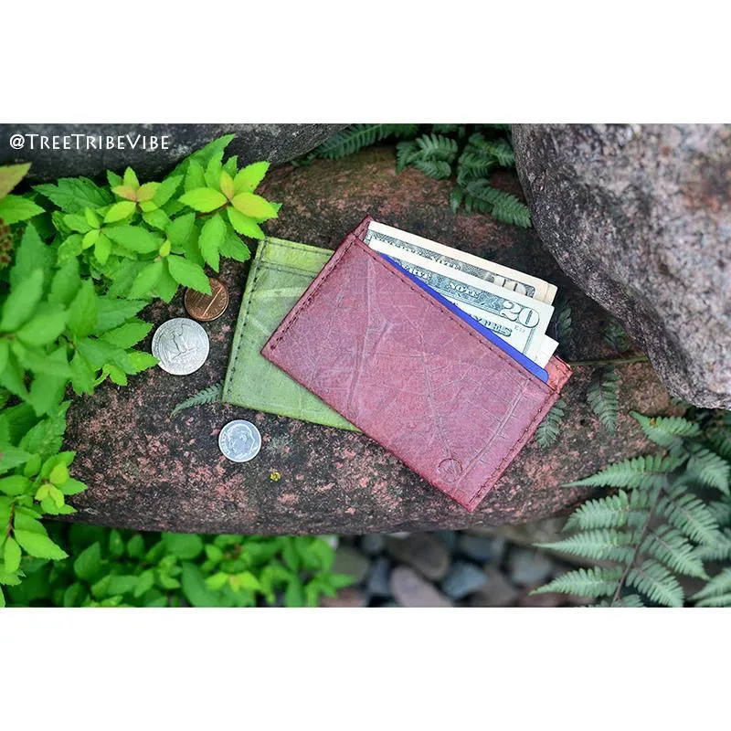 Leaf Leather Slim Wallet - Brown