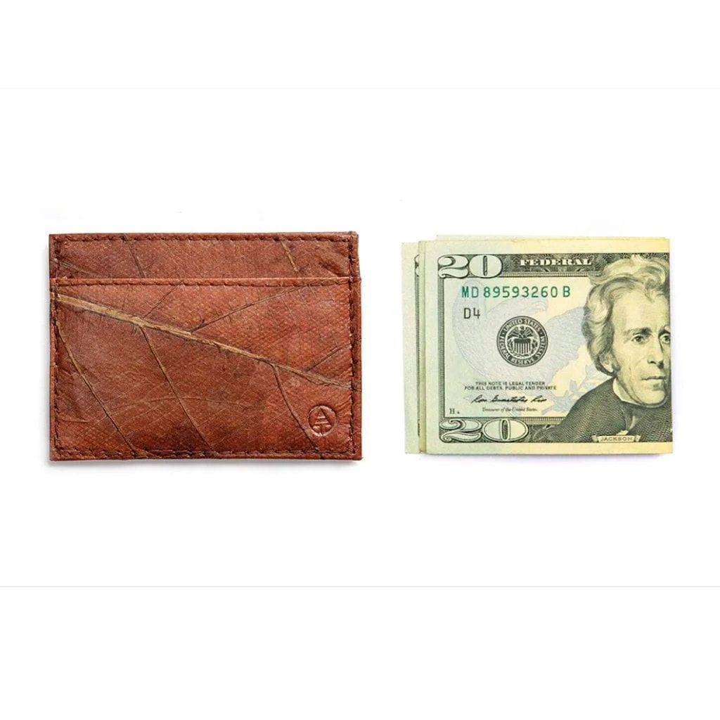 Leaf Leather Slim Wallet - Brown