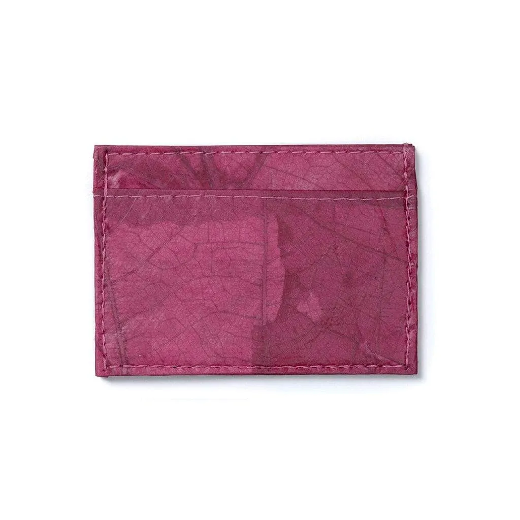 Leaf Leather Slim Wallet - Pink Rose