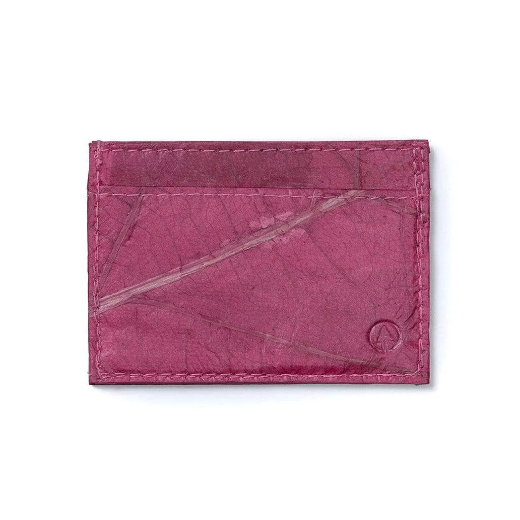 Leaf Leather Slim Wallet - Pink Rose