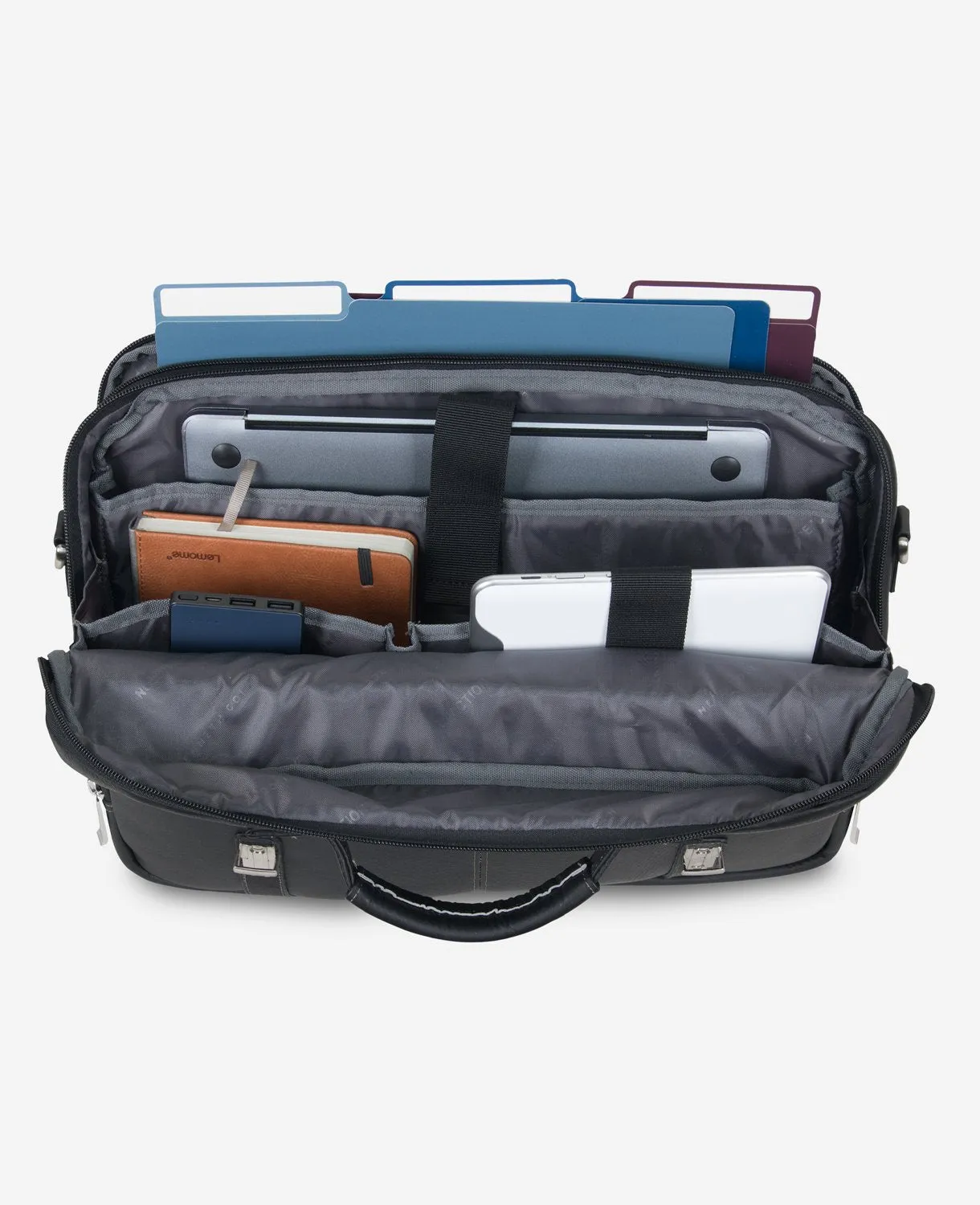 Leather 15.6-Inch Double Compartment Flapover Computer Bag