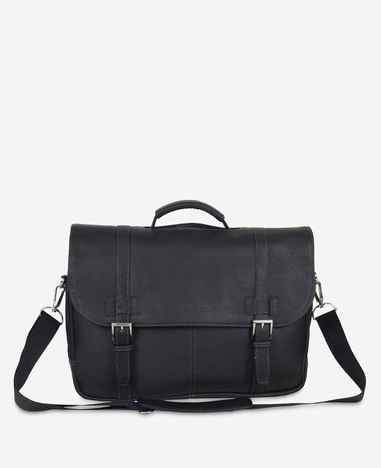 Leather 15.6-Inch Double Compartment Flapover Computer Bag