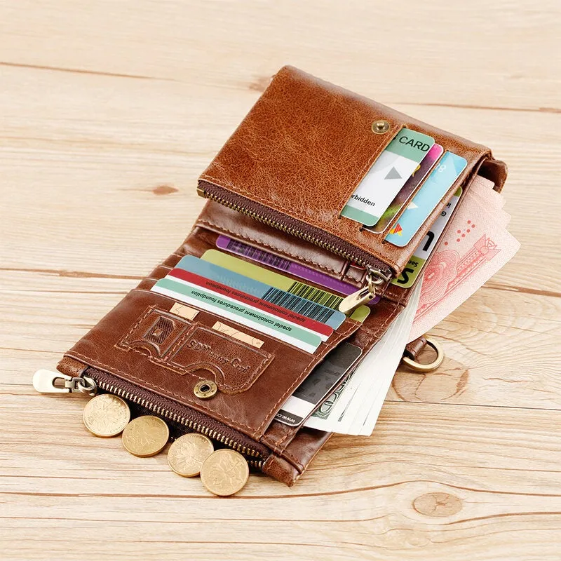 Men Trifold Short Multifunction Vertical Wallets RFID Blocking Multi-card Slot Card Holder Minimalist Coin Purse