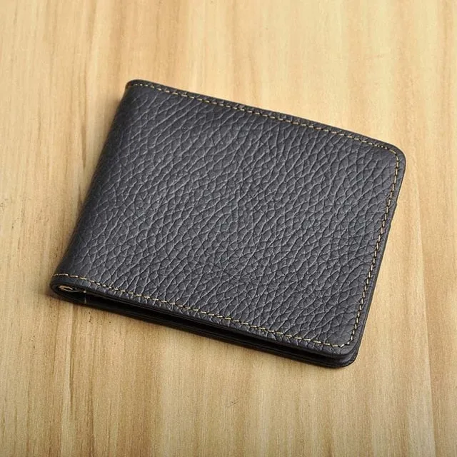 Men's Genuine Leather Slim Money Clip Wallet