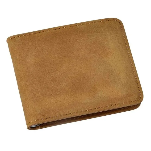 Men's Genuine Leather Slim Money Clip Wallet