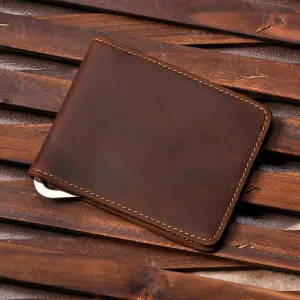 Men's Genuine Leather Slim Money Clip Wallet