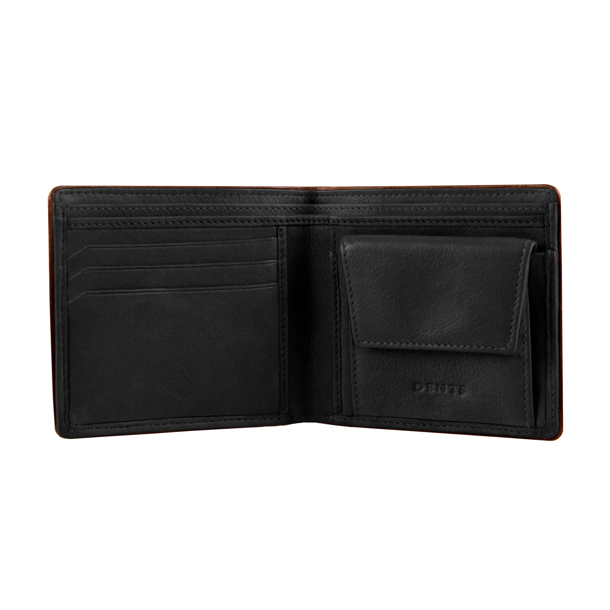 Men's Two-Colour Pebble Grain Leather Bifold Wallet with RFID Blocking and Coin Purse