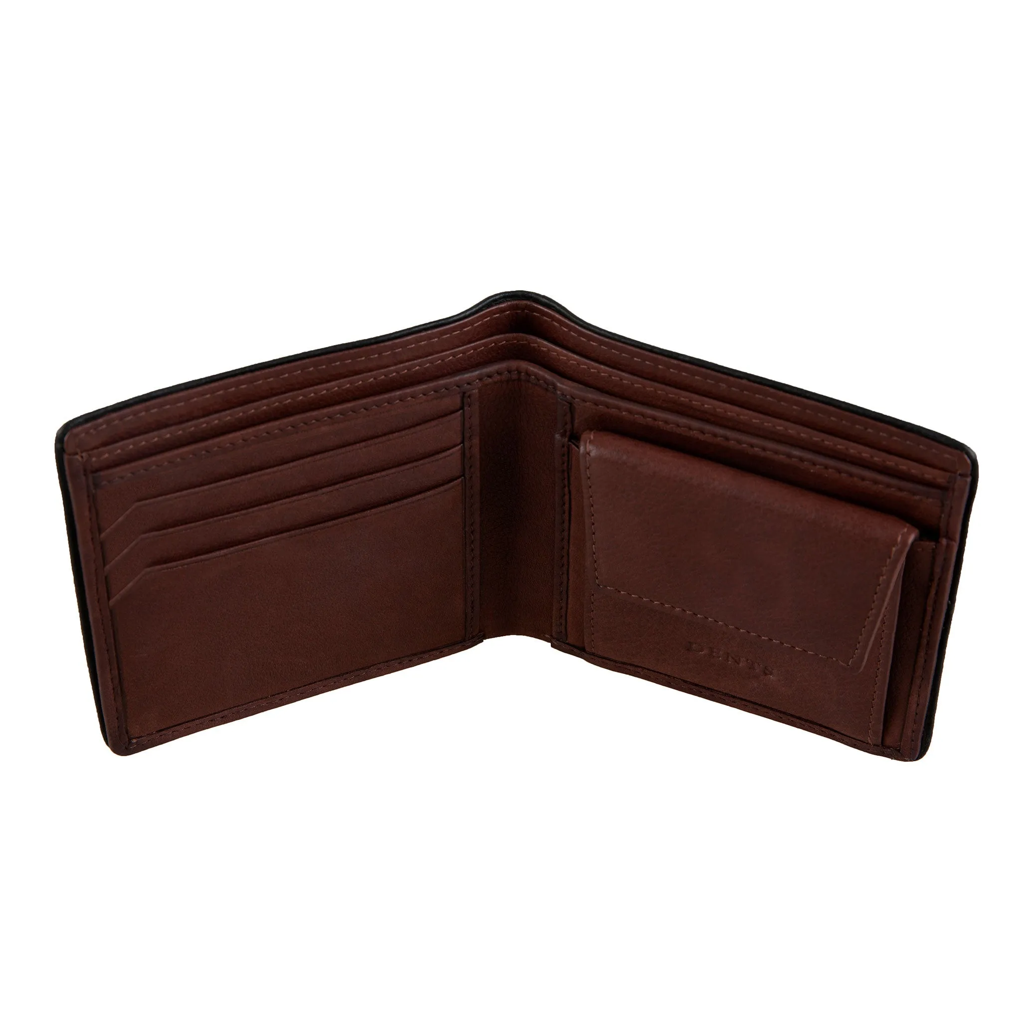 Men's Two-Colour Pebble Grain Leather Bifold Wallet with RFID Blocking and Coin Purse