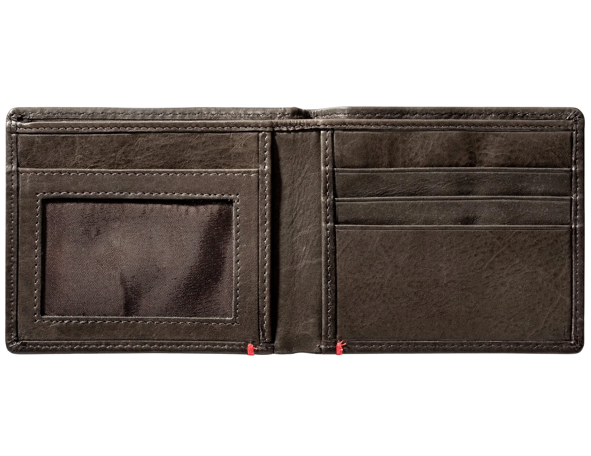 Mocha Leather Wallet- Bass Metal Plate Design