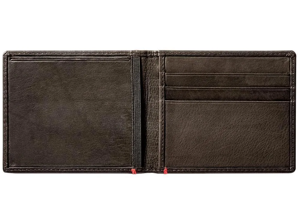 Mocha Leather Wallet- Cross Wings Metal Plate Design