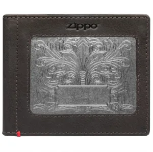 Mocha Leather Wallet- Fandango Metal Plate Design