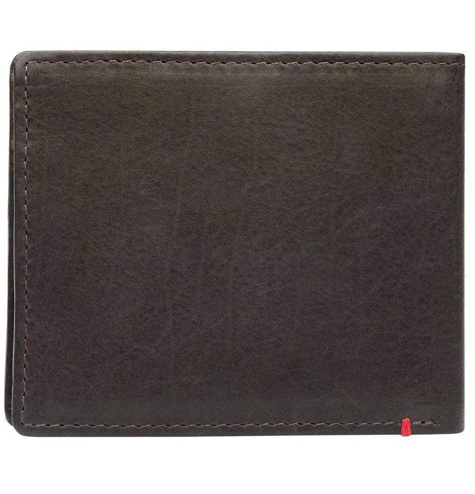 Mocha Leather Wallet- Fandango Metal Plate Design