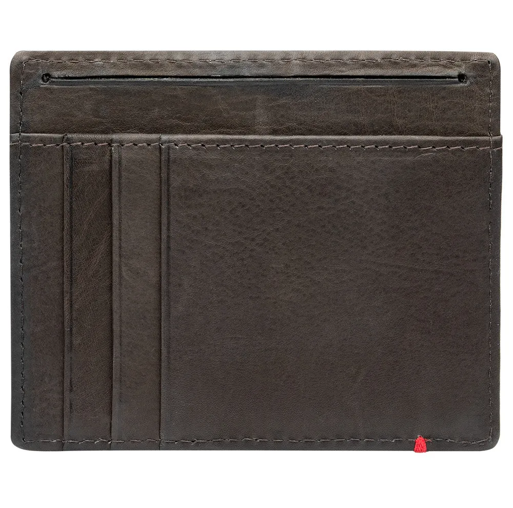 Mocha Leather Wallet- Fandango Metal Plate Design