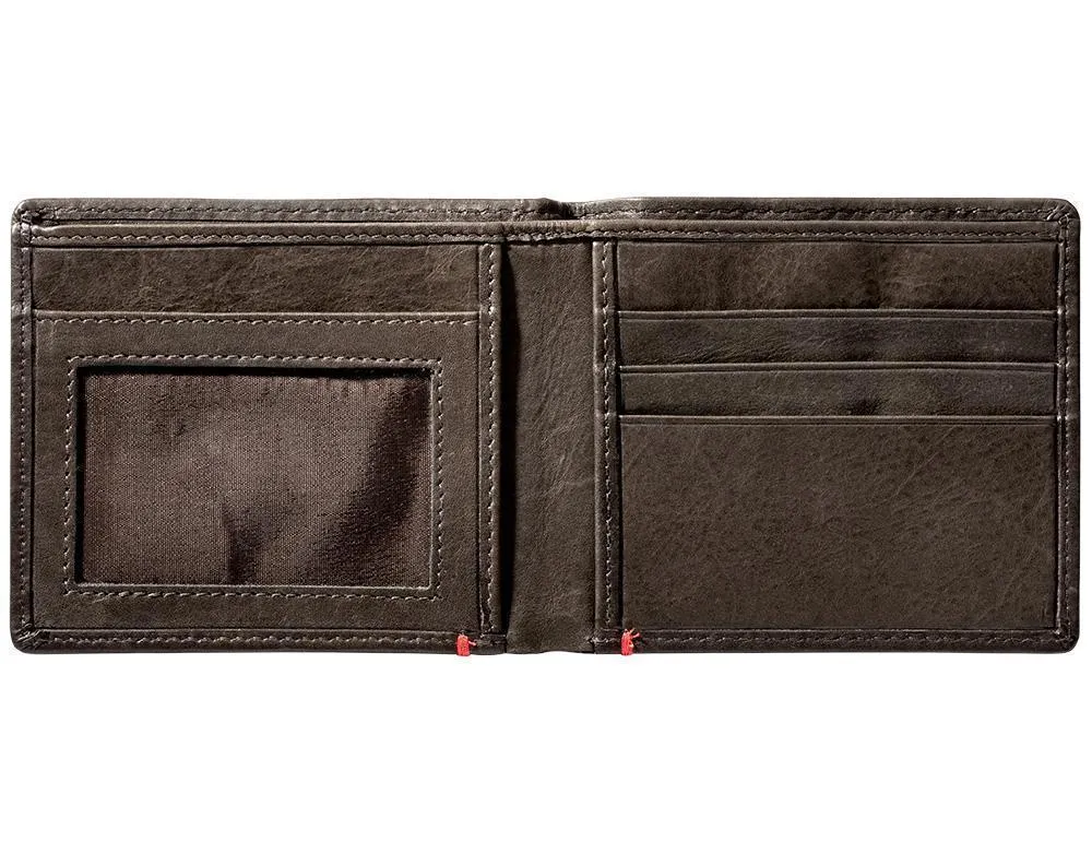 Mocha Leather Wallet- Spade Metal Plate Design