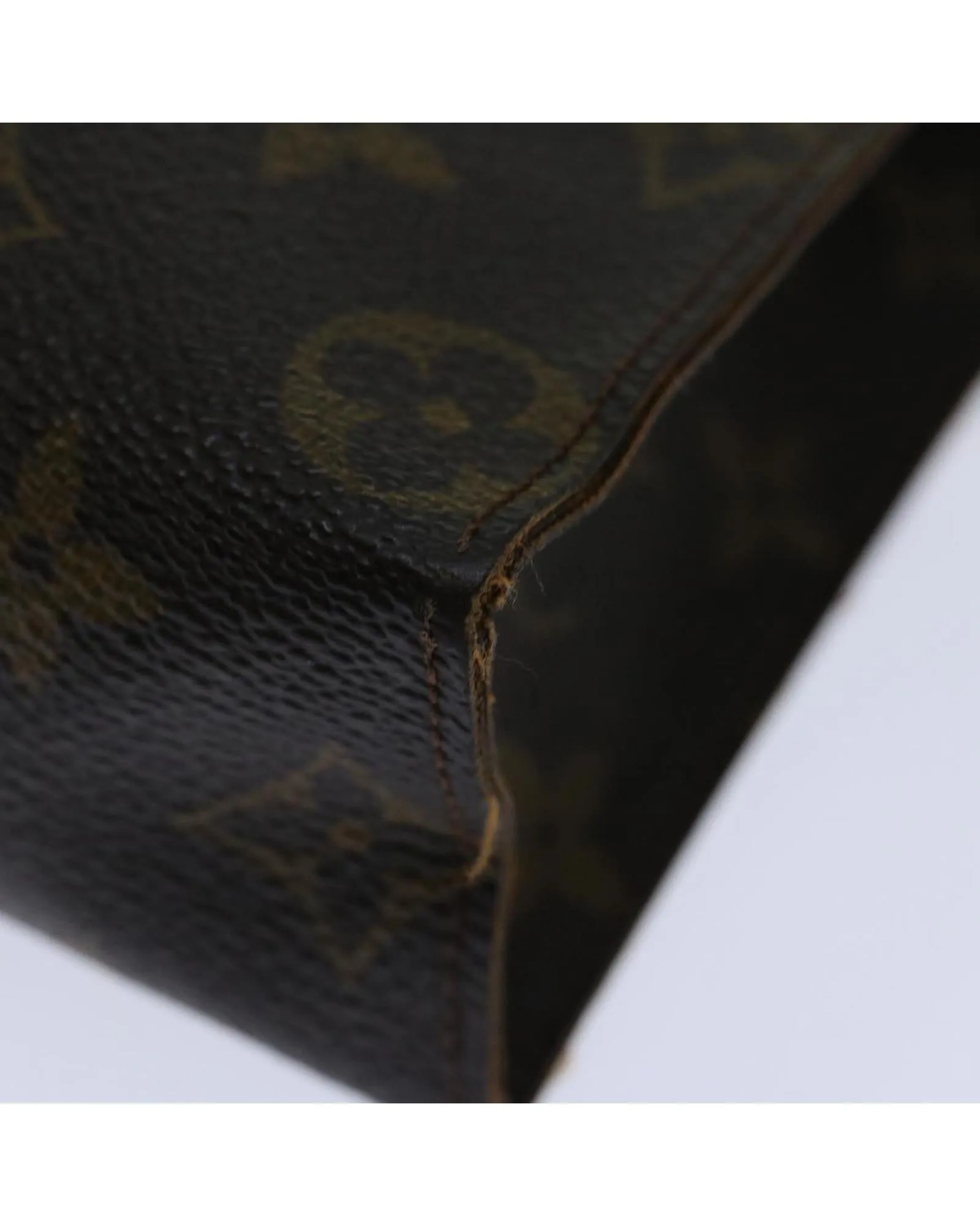 Monogram Canvas Pouch with Metal Fittings and Interior Pocket