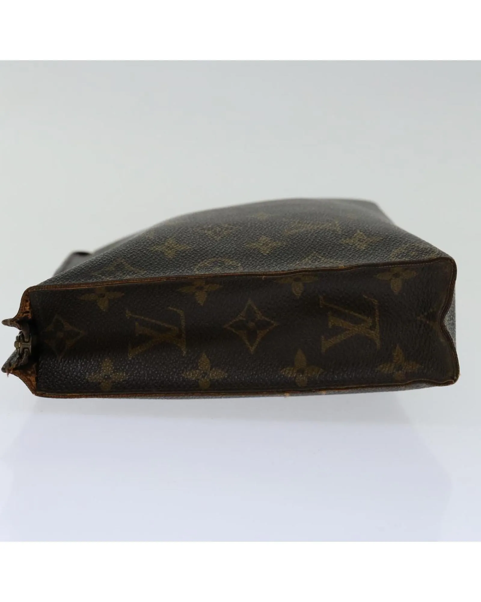 Monogram Canvas Pouch with Metal Fittings and Interior Pocket