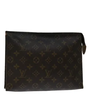 Monogram Canvas Pouch with Metal Fittings and Interior Pocket