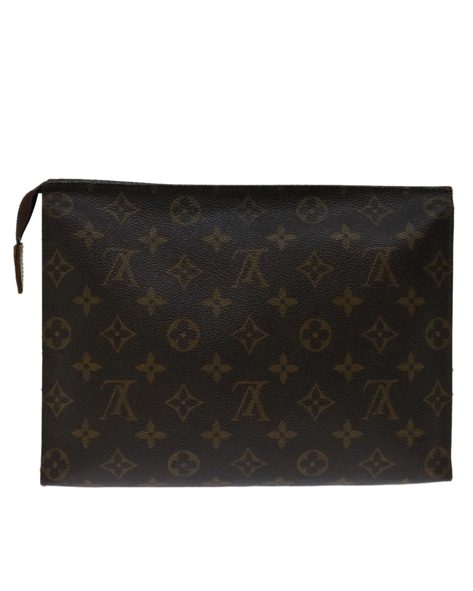 Monogram Canvas Pouch with Metal Fittings and Interior Pocket