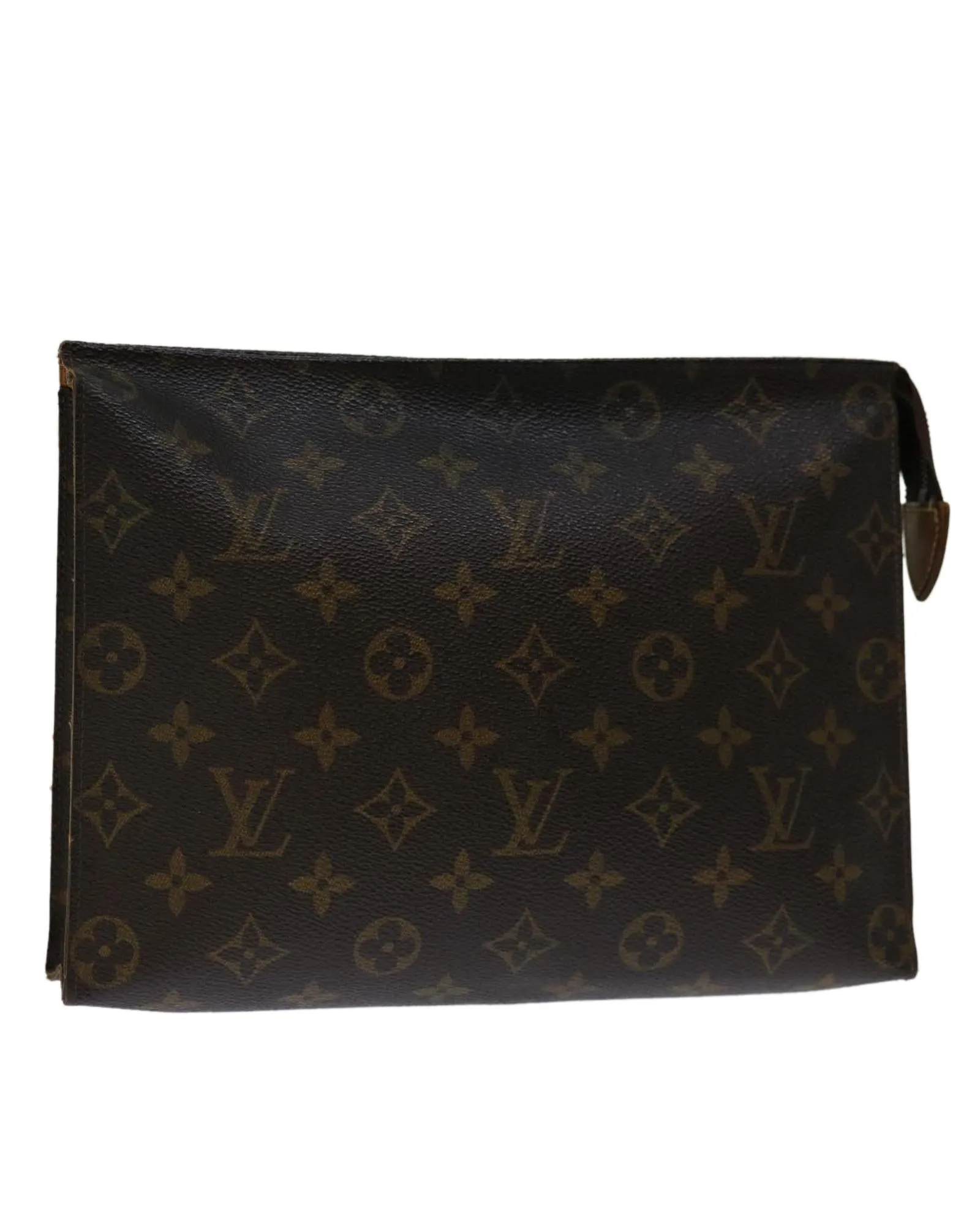 Monogram Canvas Pouch with Metal Fittings and Interior Pocket