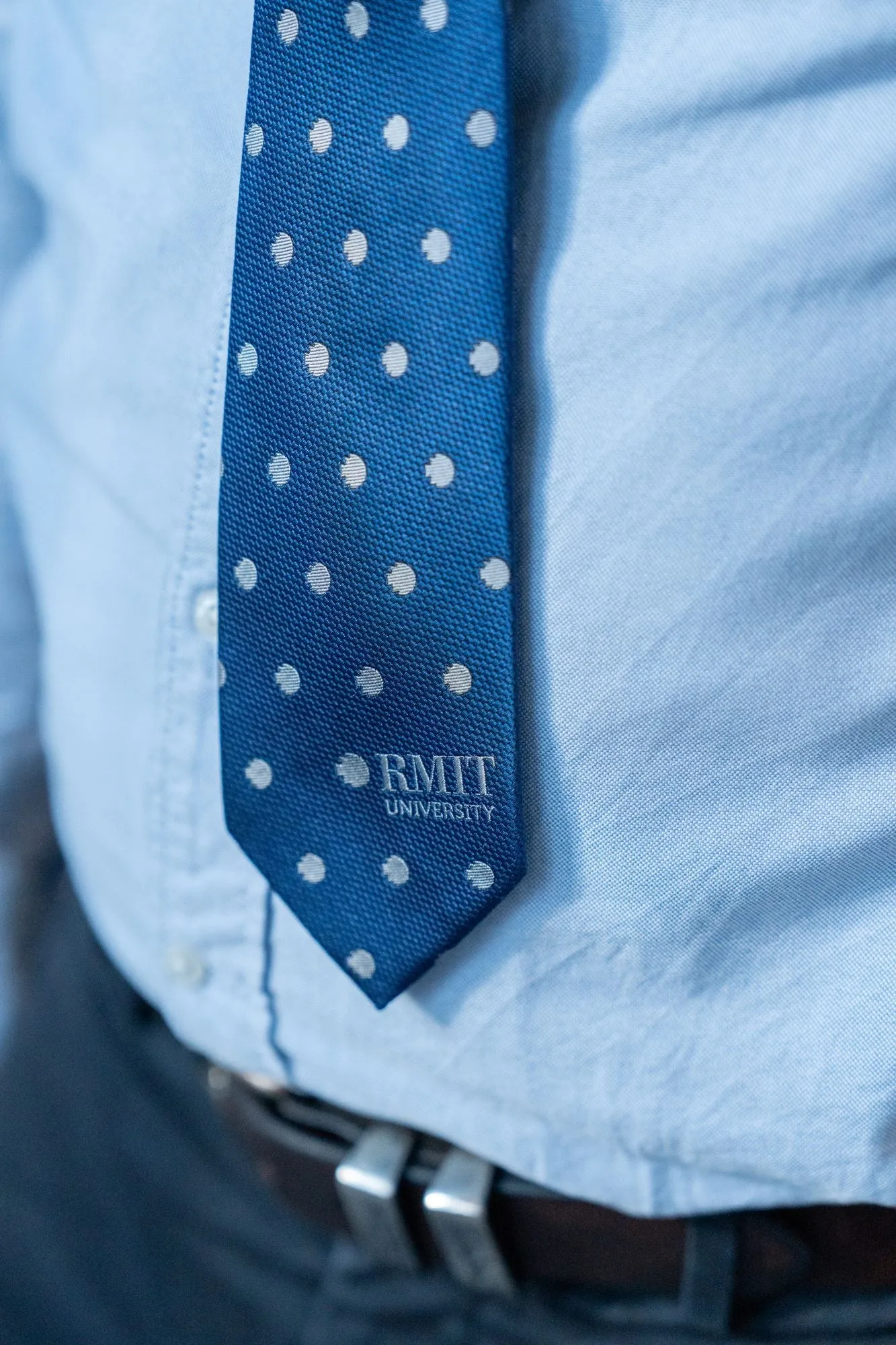 Navy Tie with Silver Pixels