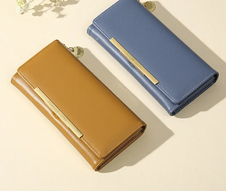 New Yellow Leather Wallet Women Luxury Design Long Woman Purses Big Capacity Zipper Purse Ladies Brand Coin Card Wallet