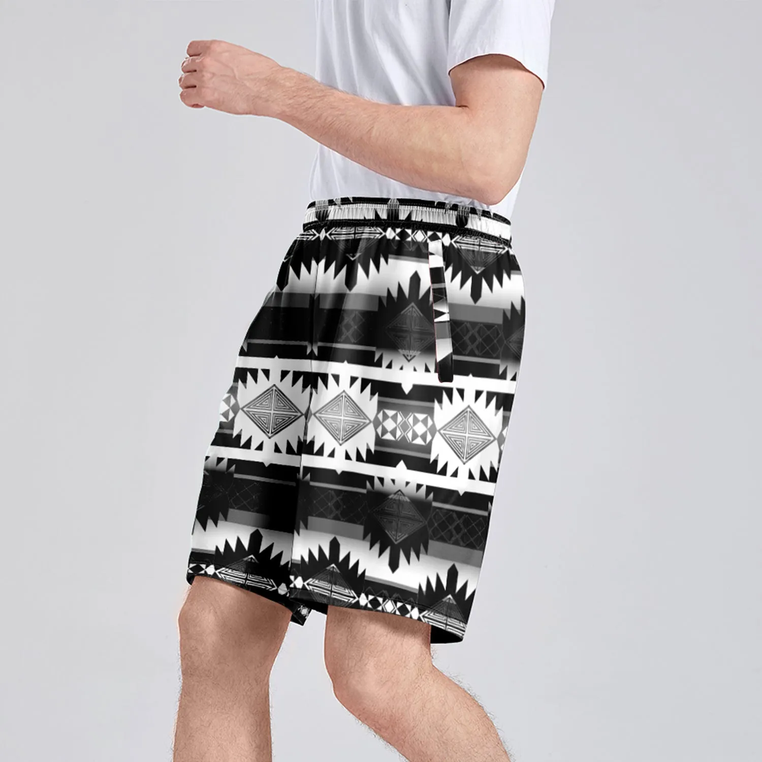 Okotoks Black and White Athletic Shorts with Pockets