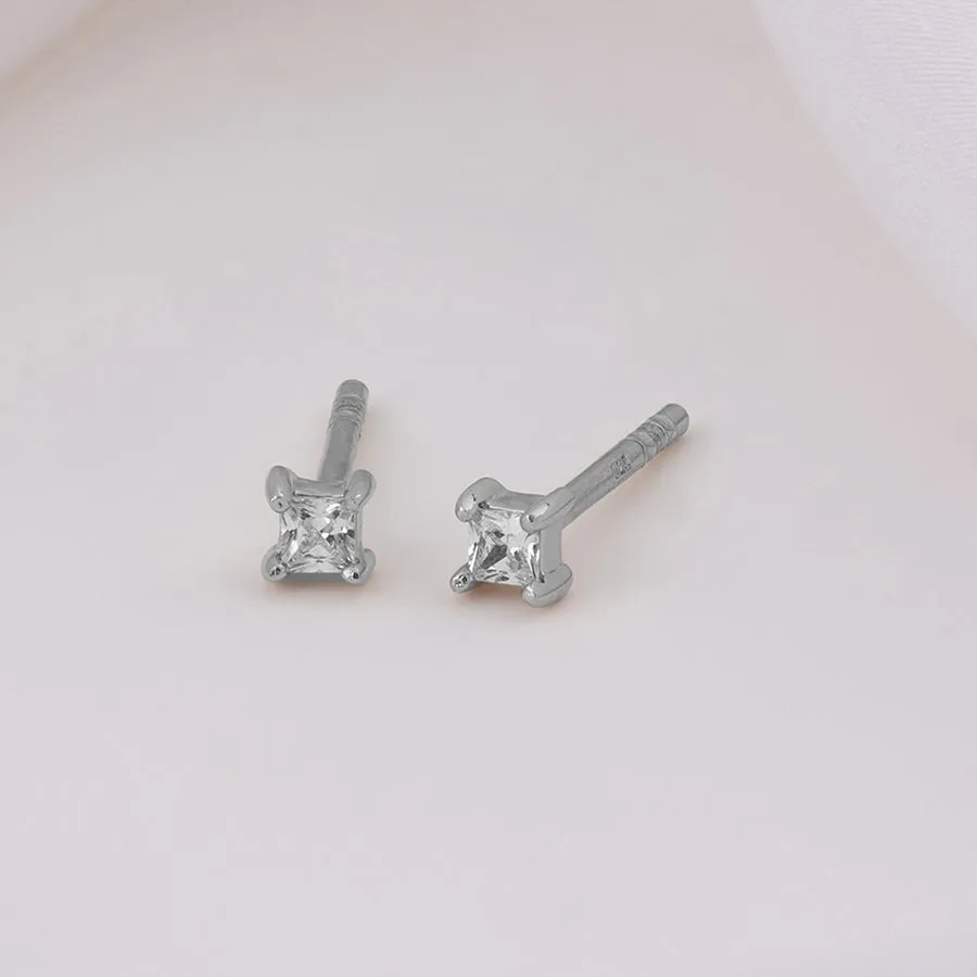 Princess Silver Stud Earrings