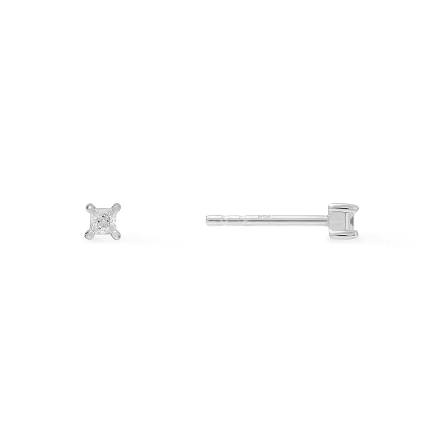 Princess Silver Stud Earrings