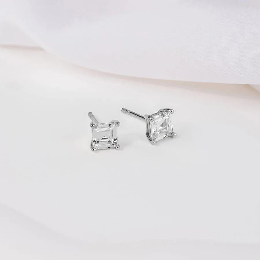 Princess Silver Stud Earrings