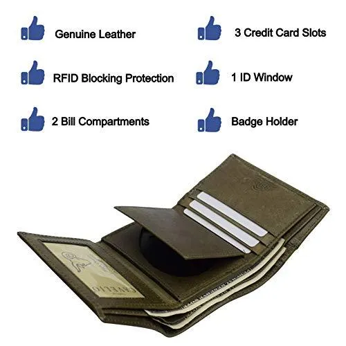 RFID Genuine Leather Trifold Badge Holder Wallet Police Badge Holder USA Series RFID2519HU