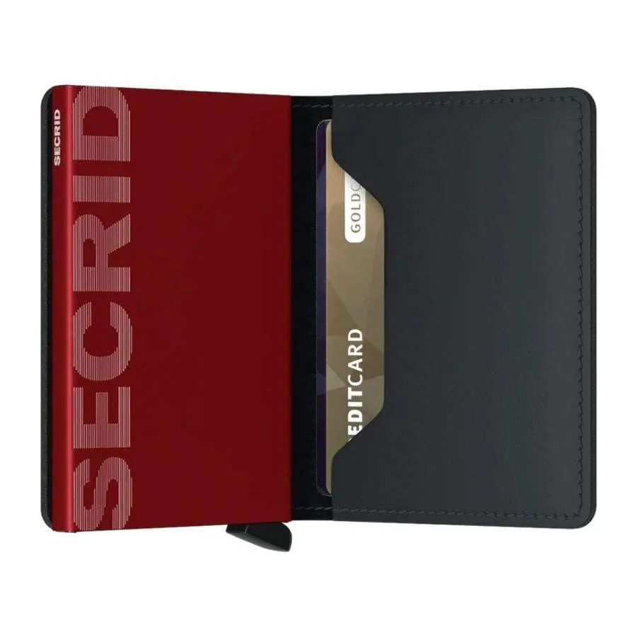 Secrid Matte Leather Slim Wallet | Black/Red