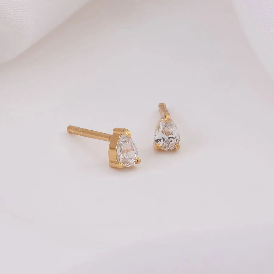 Teardrop Gold Stud Earrings