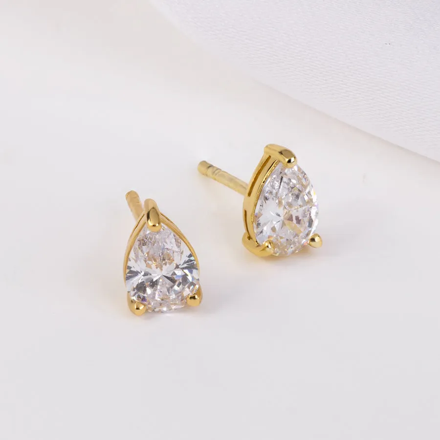 Teardrop Gold Stud Earrings