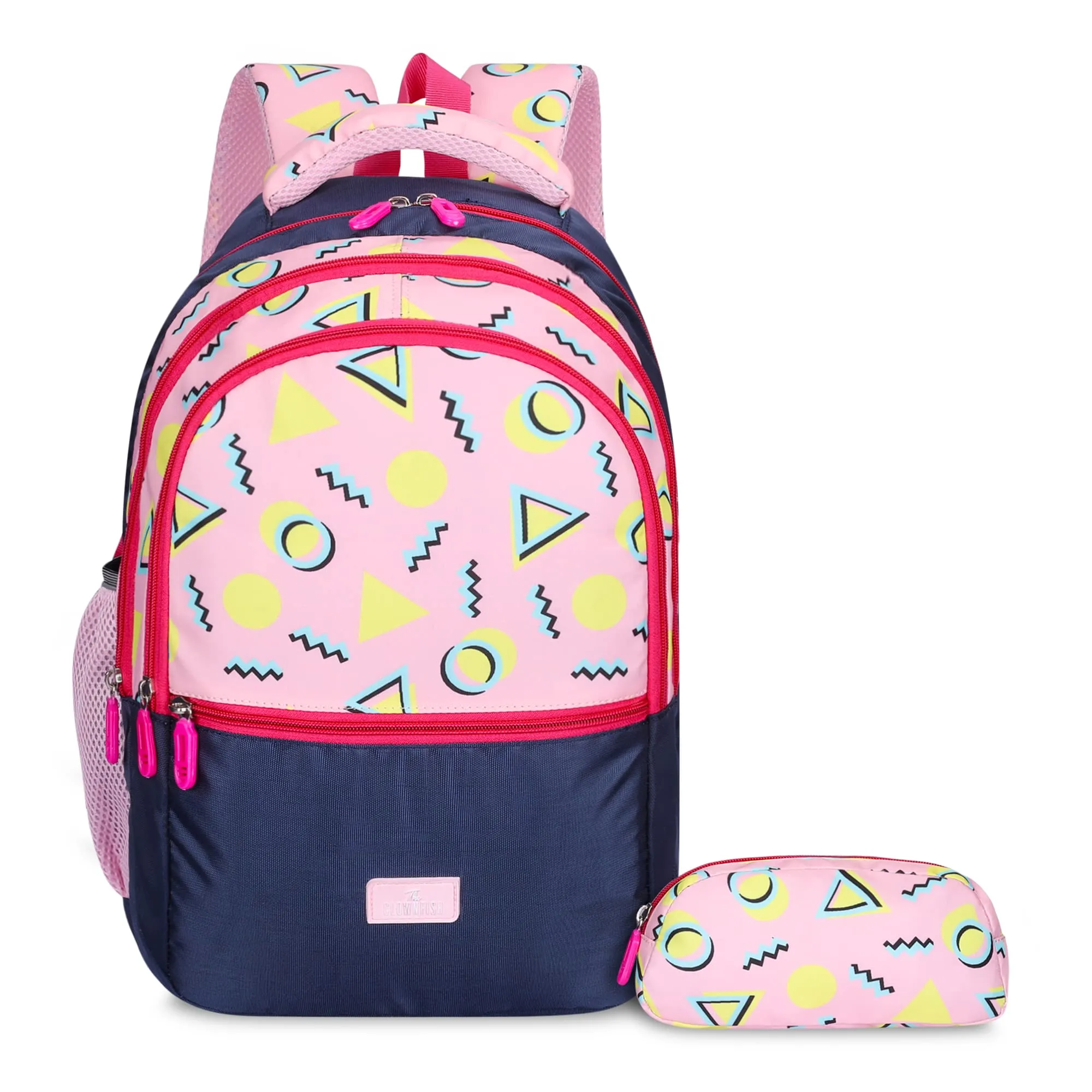 THE CLOWNFISH Edutrek Series Printed Polyester 36 L School Backpack with Pencil/Stationery Pouch School Bag Front Zip Pocket Daypack Picnic Bag For School Going Boys & Girls Age-10  years (Rose Pink)