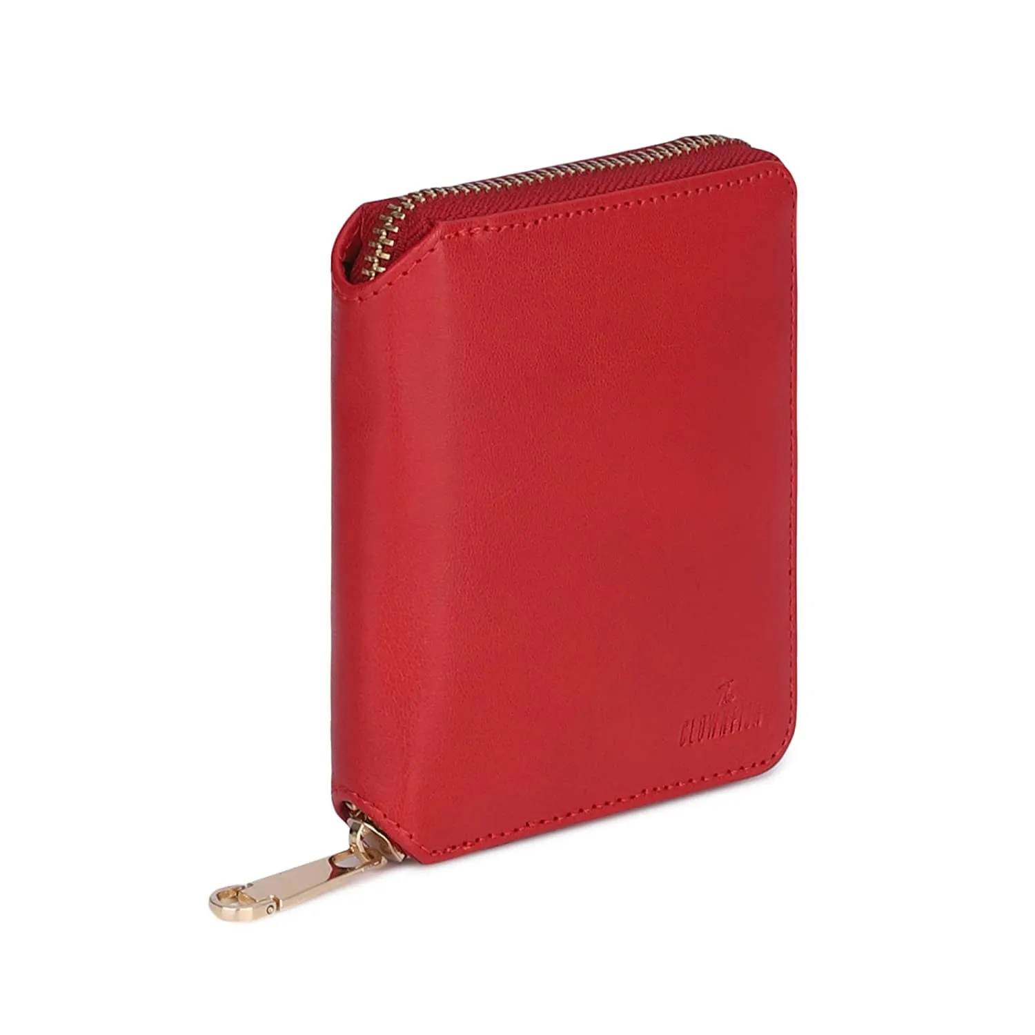 The Clownfish Zia Genuine Leather Bi-Fold Zip Around Wallet for Women with Multiple Card Slots & Coin Pocket (Red)