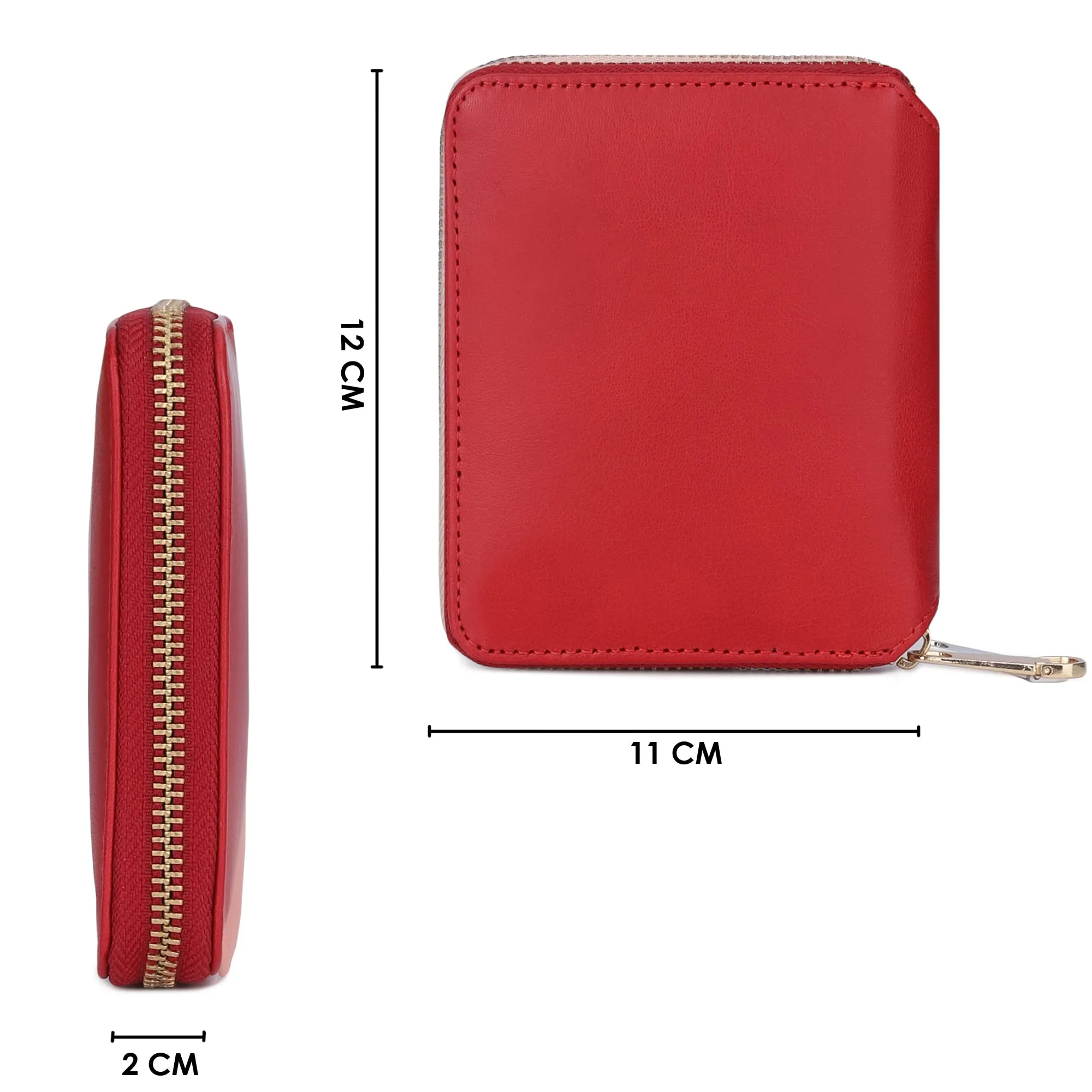 The Clownfish Zia Genuine Leather Bi-Fold Zip Around Wallet for Women with Multiple Card Slots & Coin Pocket (Red)