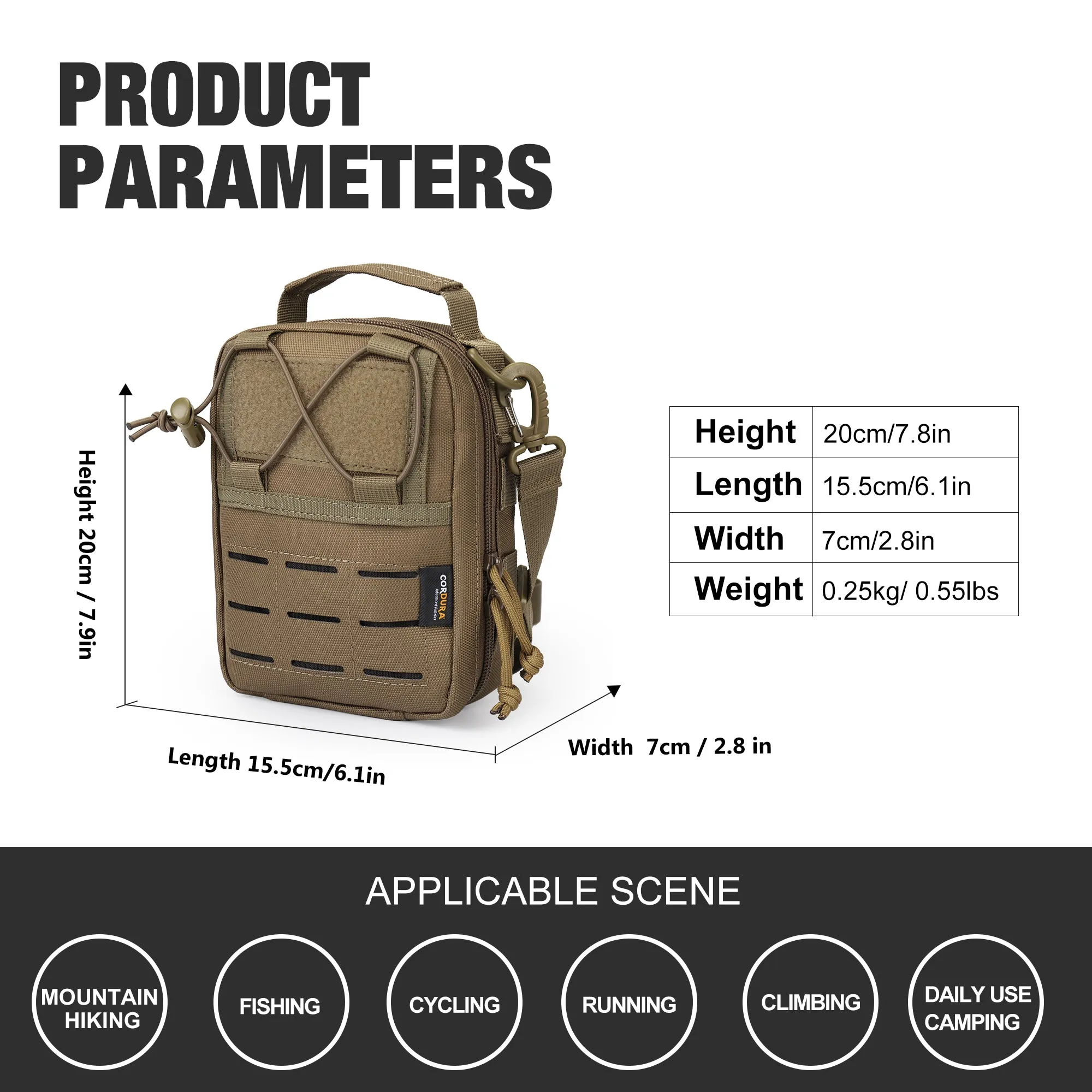 [TM6518A] Mardingtop Tactical Molle Pouch Sling Bag With a Removable Shoulder Strap