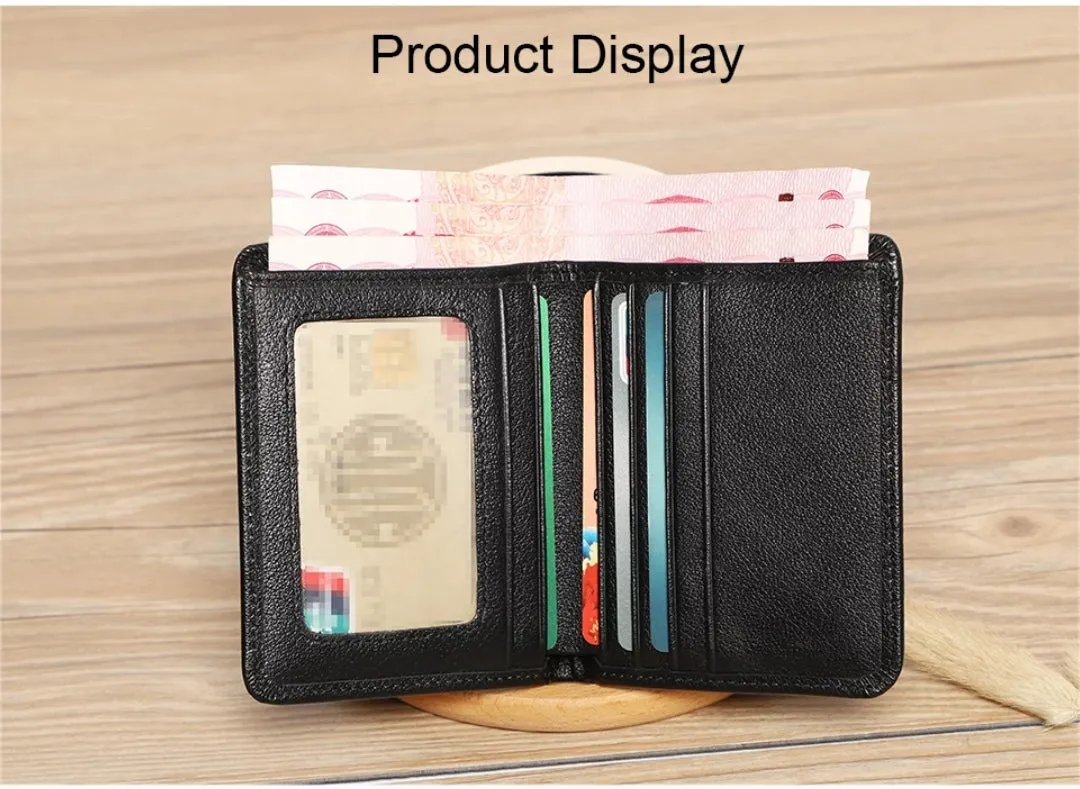 Ultra Slim Genuine Leather Short Wallet Mini Card Holder