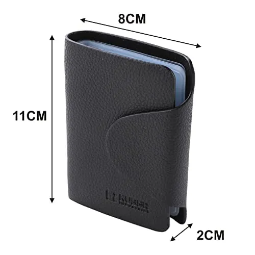 Urbane Home Card Holder Wallet For Men Women|Debit Credit Card Holder|Wallet For Id, Visiting Card, Buisness Card|Button Closure Holder|Black