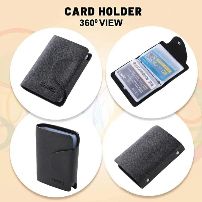 Urbane Home Card Holder Wallet For Men Women|Debit Credit Card Holder|Wallet For Id, Visiting Card, Buisness Card|Button Closure Holder|Black