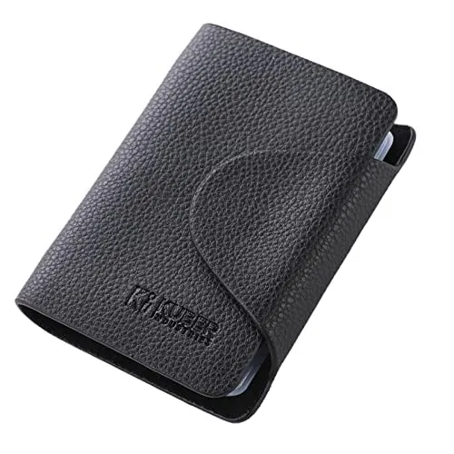 Urbane Home Card Holder Wallet For Men Women|Debit Credit Card Holder|Wallet For Id, Visiting Card, Buisness Card|Button Closure Holder|Black