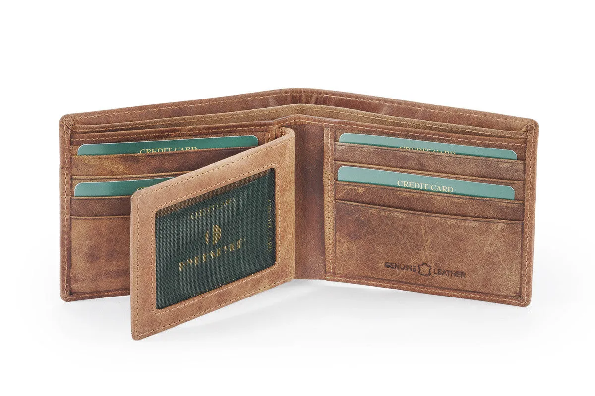 Venator distressed leather sliding 2- in 1 wallet #GW837  Tan