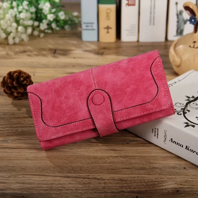 Vintage Leather Wallet for Women - Spacious & Secure with Refined Snap Closure, Plentiful Card Slots, Sturdy Zip Pocket - Stylish Long Bifold Handbag