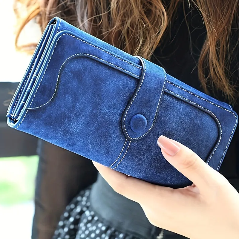 Vintage Leather Wallet for Women - Spacious & Secure with Refined Snap Closure, Plentiful Card Slots, Sturdy Zip Pocket - Stylish Long Bifold Handbag